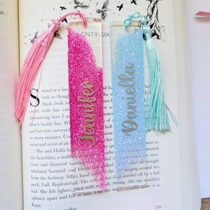 Glitter Bookmark, Personalized Bookmark for Women, Reading Accessory, Reader Gift, Custom Bookmark, Bookmark for Kids, Bookmark with Tassel