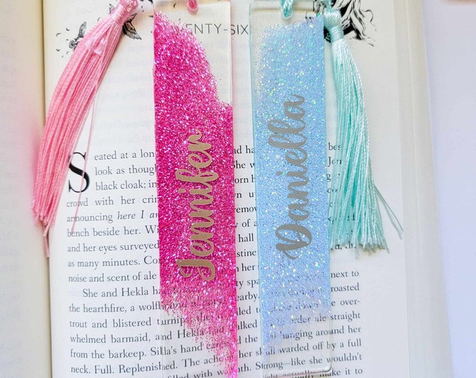 Glitter Bookmark Resin Bookmark Custom Gift Book Lover Etsy