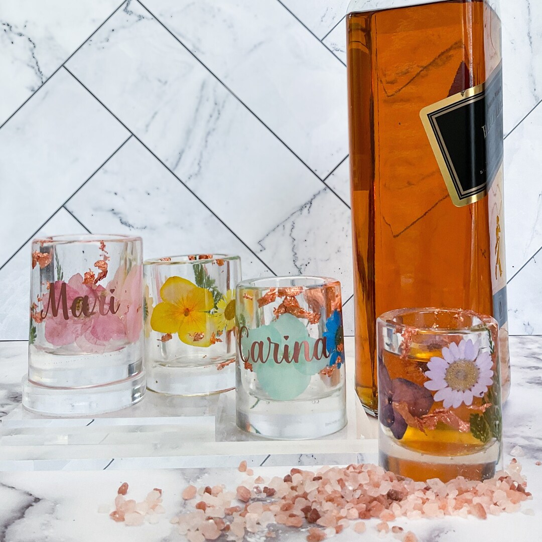 Personalized Birthday Shot Glass, Personalized Flower Shot Glasses