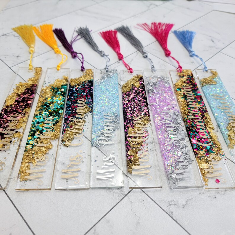Glitter Bookmark Personalized Bookmark Reading Accessories Etsy