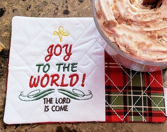 Christmas Mug Rug - Gift for Coffee and Tea Lovers - Christian Rectangle Coaster