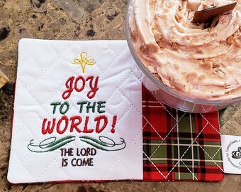 Christmas Mug Rug - Gift for Coffee and Tea Lovers - Christian Rectangle Coaster