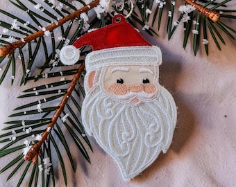 Santa Claus Christmas Ornament - Embroidered Free Standing Lace