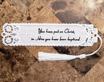 Baptismal Cannon Bookmark Made Embroidered Free Standing Lace