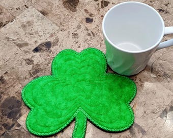 Shamrock Mug Rug - Gift for Coffee and Tea Lovers - St. Patrick's Day Coaster