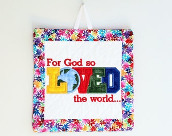 Christian Wall Hanging - Scripture John 3:16 For God So Loved the World