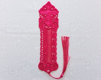 Cross Bookmark - Embroidered Free Standing Lace