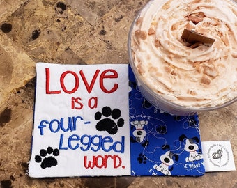 Dog Lover's Mug Rug - Ideal Gift for Coffee and Tea Lovers - Fabric Rectangle Coaster