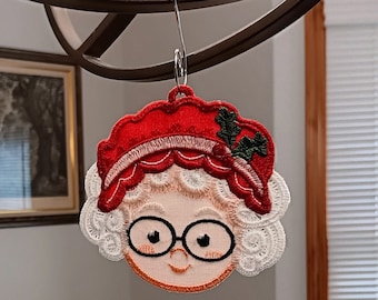 Mrs. Claus Christmas Ornament - Embroidered Free Standing Lace