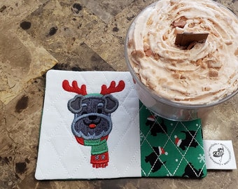 Christmas Mug Rug - Ideal Gift for Coffee and Tea Lovers - Fabric Rectangle Coaster