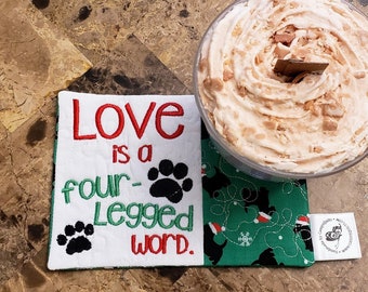 Christmas Mug Rug - Ideal Gift for Coffee and Tea Lovers - Fabric Rectangle Coaster