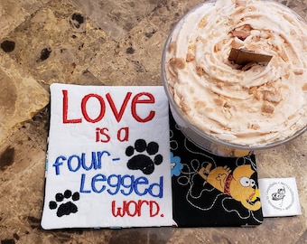 Dog Lover's Mug Rug - Ideal Gift for Coffee and Tea Lovers - Fabric Rectangle Coaster
