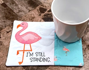 I'm Still Standing Mug Rug - Gift for Coffee and Tea Lovers - Encouragement Rectangle Coaster