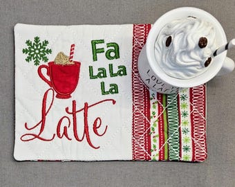 Christmas Mug Rug - Ideal Gift for Coffee and Tea Lovers - Fabric Rectangle Coaster