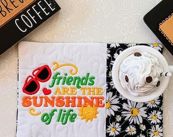 Friendship Mug Rug - Gift for Coffee and Tea Lovers - Friend Rectangle Coaster
