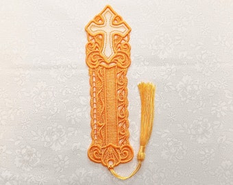 Cross Bookmark - Embroidered Free Standing Lace