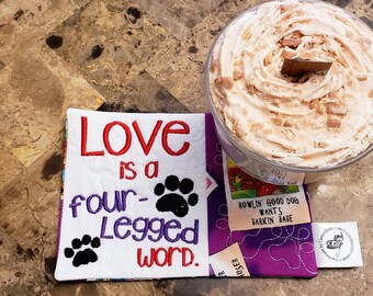Dog and Cat Lover's Mug Rug - Ideal Gift for Coffee and Tea Lovers - Fabric Rectangle Coaster