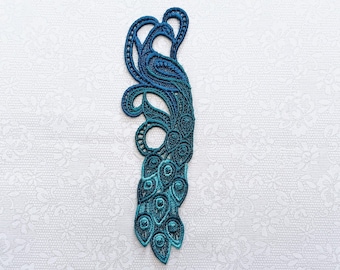 Peacock Bookmark Embroidered Free Standing Lace Book Lover's Gift