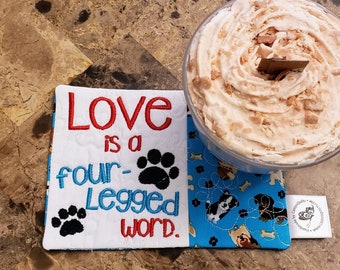 Dog Lover's Mug Rug - Ideal Gift for Coffee and Tea Lovers - Fabric Rectangle Coaster