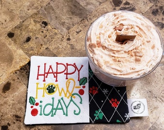 Christmas Mug Rug - Ideal Gift for Coffee and Tea Lovers - Fabric Rectangle Coaster