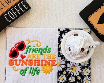 Friendship Mug Rug - Gift for Coffee and Tea Lovers - Friend Rectangle Coaster