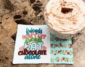 Friendship Mug Rug - Ideal Gift for Coffee and Tea Lovers - Fabric Rectangle Coaster
