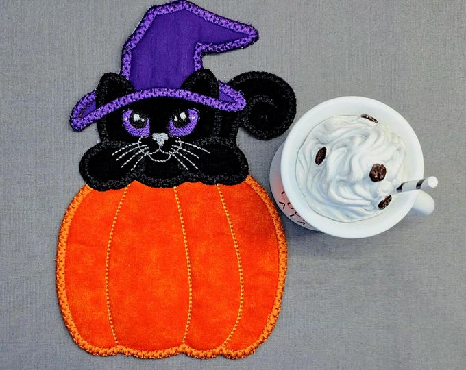 Featured listing image: Halloween Mug Rug - Ideal Gift for Coffee and Tea Lovers - Fabric Coaster