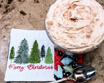 Christmas Trees Mug Rug - Ideal Gift for Coffee and Tea Lovers - Fabric Rectangle Coaster