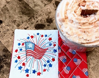 Patriotic Mug Rug - Ideal Gift for Coffee and Tea Lovers - Fabric Rectangle Coaster