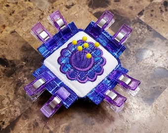 Mini Pincushion with Clip Flanges -  2.5" x 2.5" Travel Size