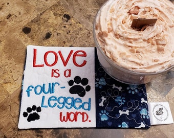 Dog Lover's Mug Rug - Ideal Gift for Coffee and Tea Lovers - Fabric Rectangle Coaster