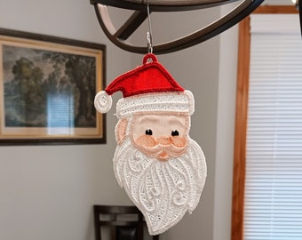 Santa Claus Christmas Ornament - Embroidered Free Standing Lace