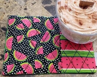 Watermelon Mug Rug - Quilted Coaster Gift