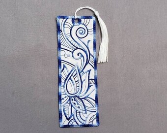 Elegant Lotus Flower Bookmark - Delicate Embroidered Detail