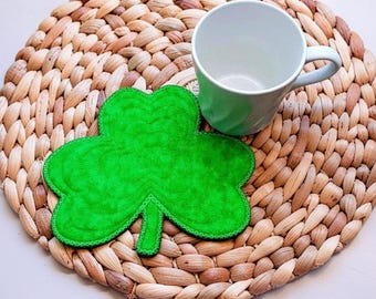 Shamrock Mug Rug - St. Patrick's Day Quilted Coaster Gift