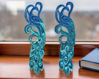 Peacock Bookmark: Embroidered Free Standing Lace