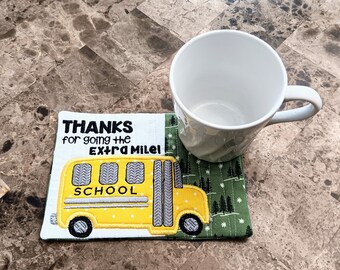 Thanks For Going The Extra Mile Mug Rug Bus Driver Winter Gift Rectangle Coaster Coffee Tea Lover Gift