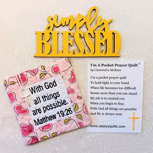 Colcha de Oração de Bolso com Cruz e Bolso Traseiro - Bordada com a Escritura "Com Deus Todas as Coisas São Possíveis" Mateus 19:26