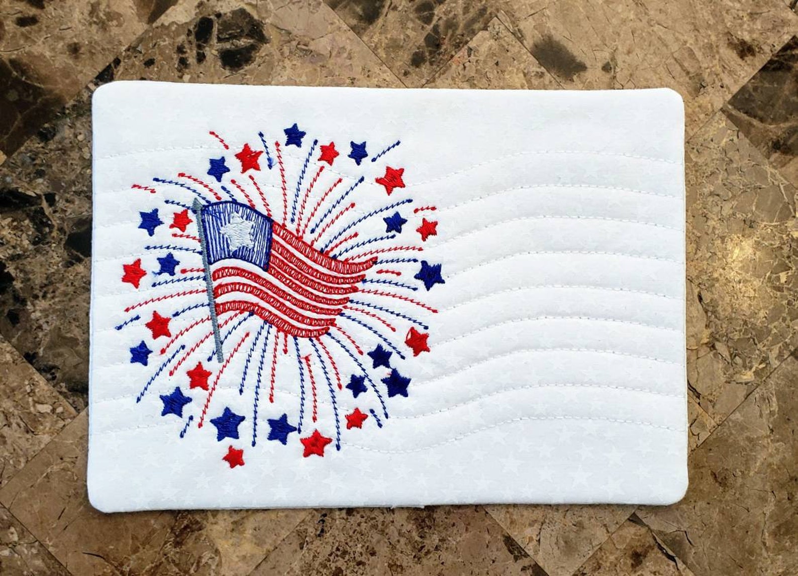 Patriotic Mug Rug 4th of July Mug Rug Fireworks Mug Rug Made Etsy