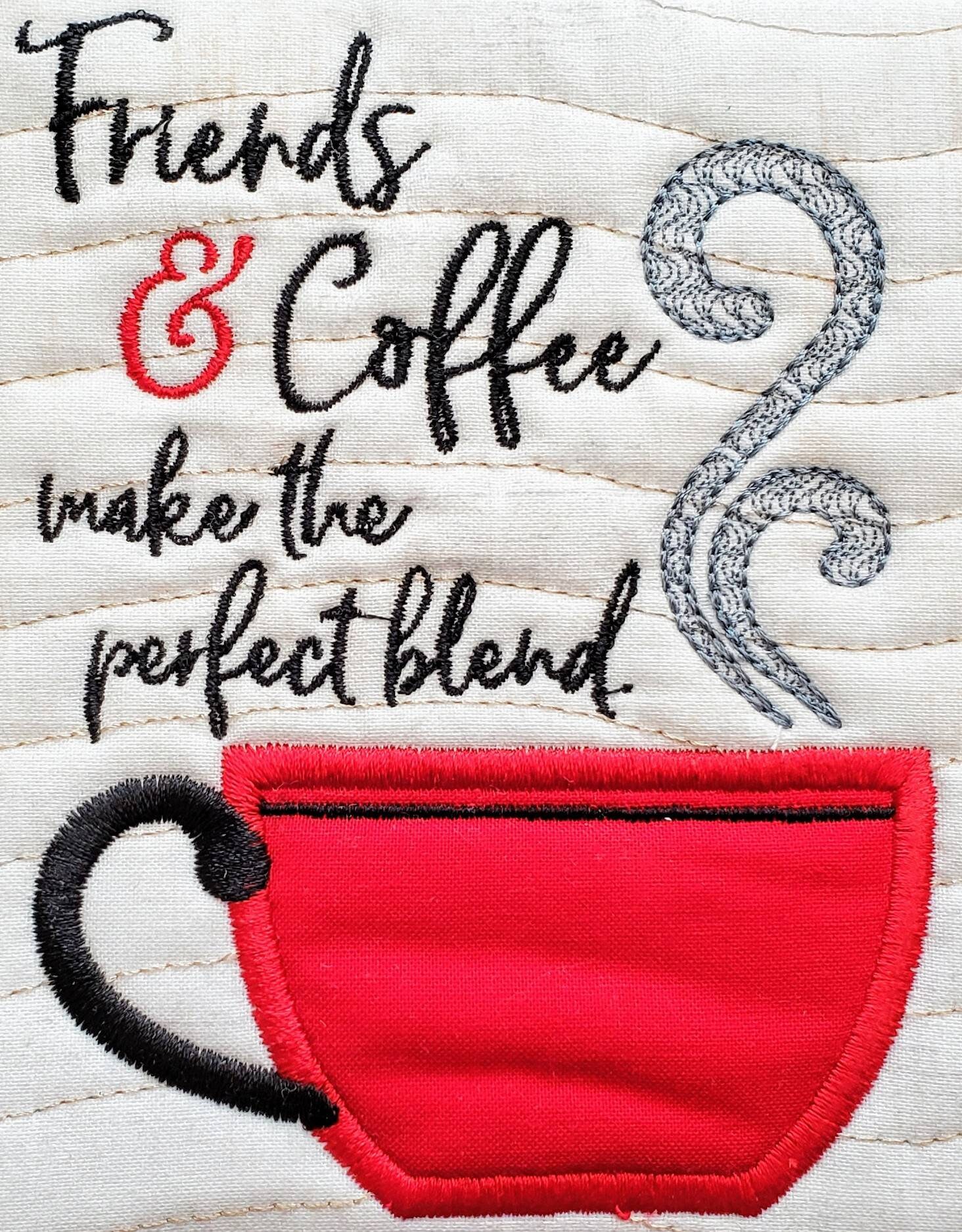 Coffee Mug Rug Embroidered Quilted Handmade From Kimberbell Holiday