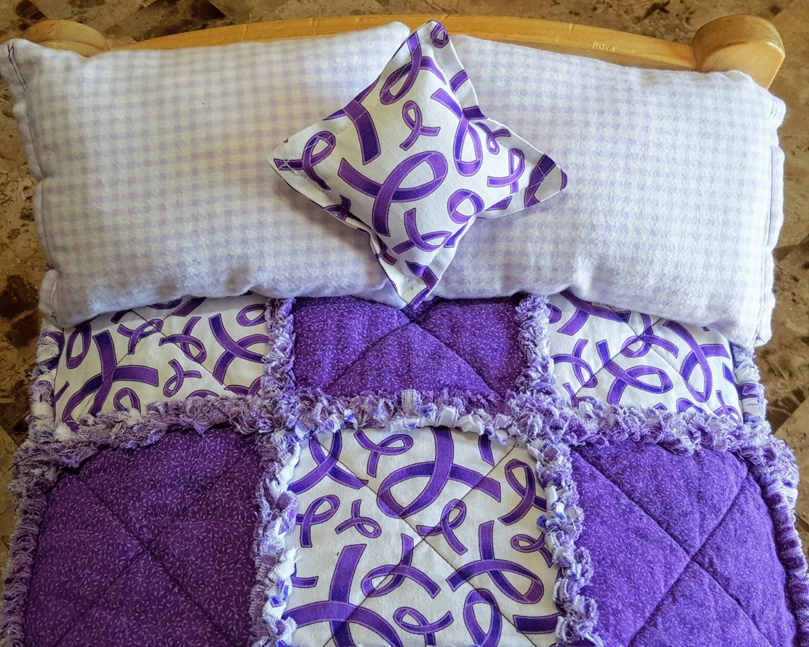 Lupus Awareness Purple Ribbon Doll Quilt 3 Pillows 13 Scale Etsy