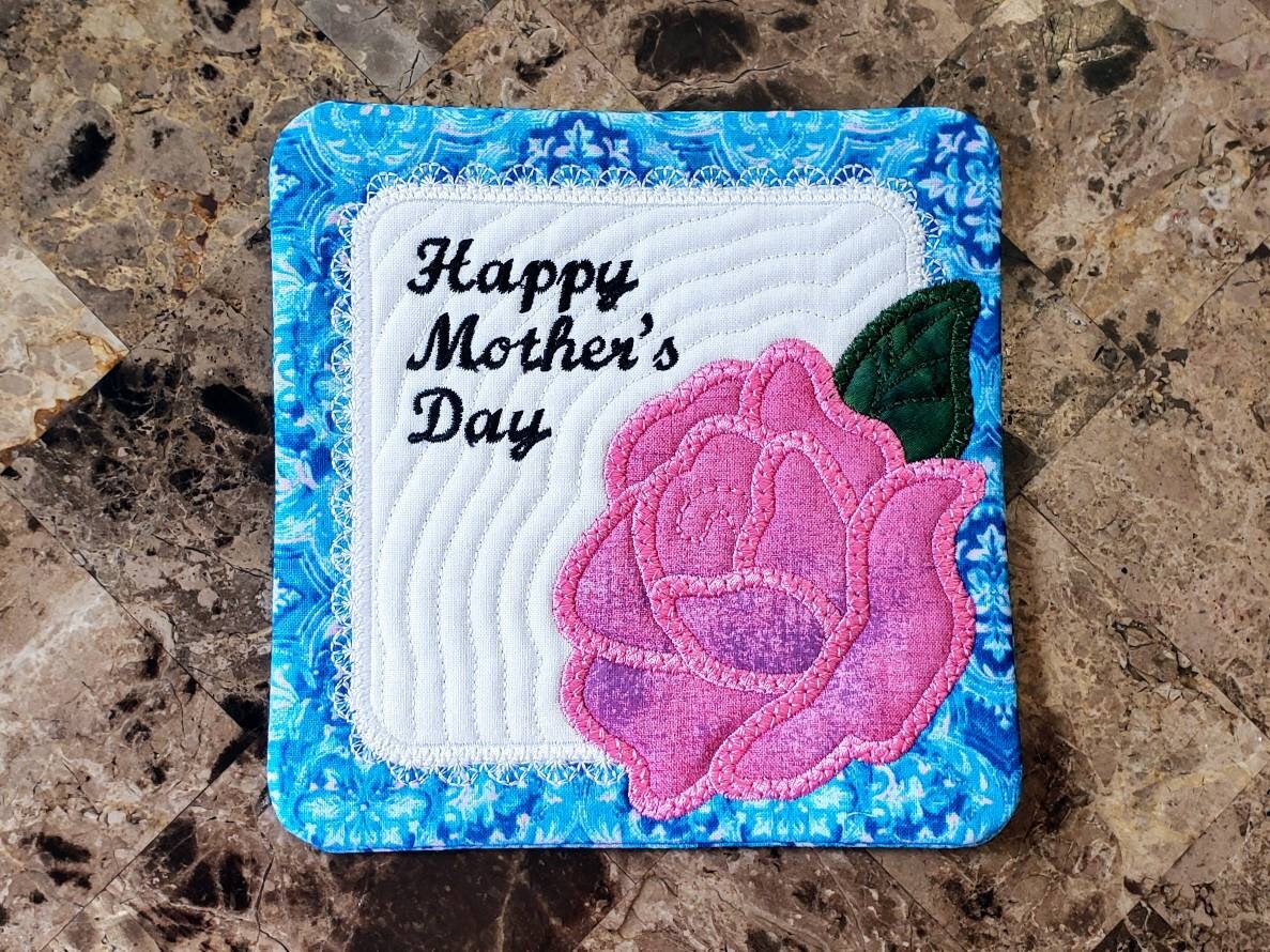 Mother's Day Mug Rug Happy Mother's Day Embroidered Etsy