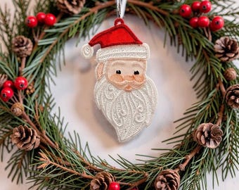 Santa Claus Christmas Ornament - Embroidered Free Standing Lace