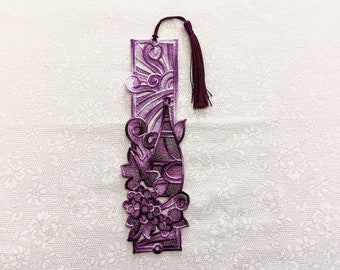 Wine Bookmark - Embroidered Lace - Book Lover's Gift