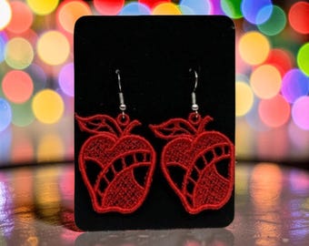 Apple Lace Earrings - School Teacher Gift