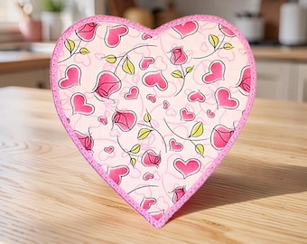 Heart Shaped Mug Rug - Quilted Coaster Gift