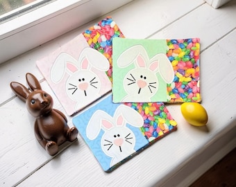 Easter Mug Rug: Quitled Coaster Gift - Embroidered Bunny