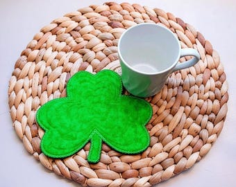 Shamrock Mug Rug - St. Patrick's Day Quilted Coaster Gift