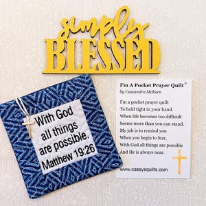 Colcha de Oração de Bolso com Cruz e Bolso Traseiro - Bordada com a Escritura "Com Deus Todas as Coisas São Possíveis" Mateus 19:26