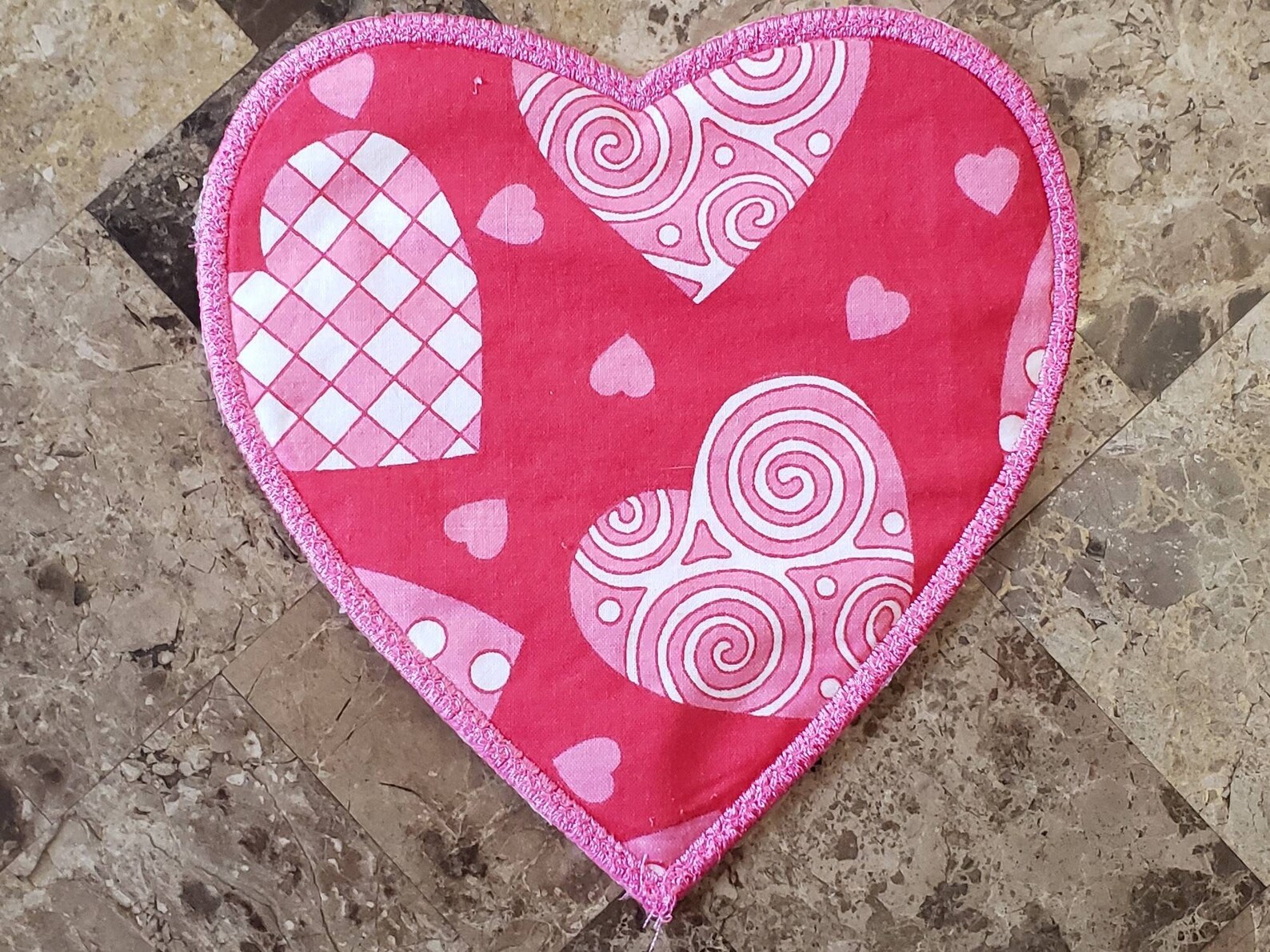Heart Shaped Mug Rug w/ Pink Quilting Valentine's Day Etsy
